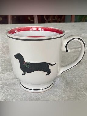 Spectrum designz Festive large Dachshund Mug with Red Interior